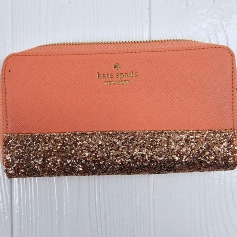 Kate Spade Coral Glitter Wallet